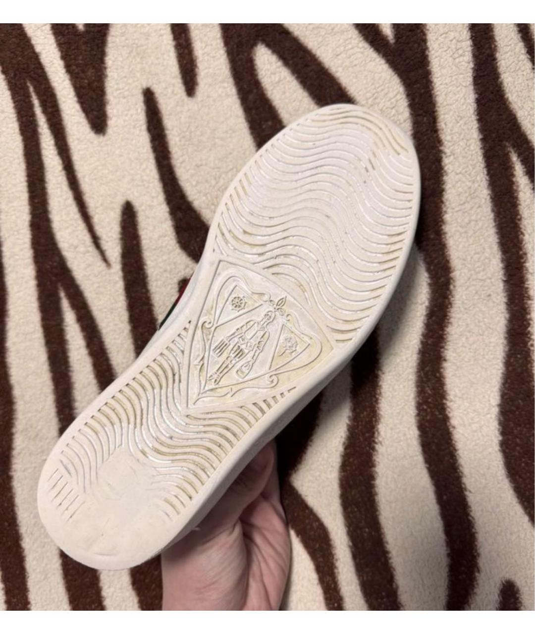 GUCCI Белые кожаные низкие кроссовки / кеды, фото 6