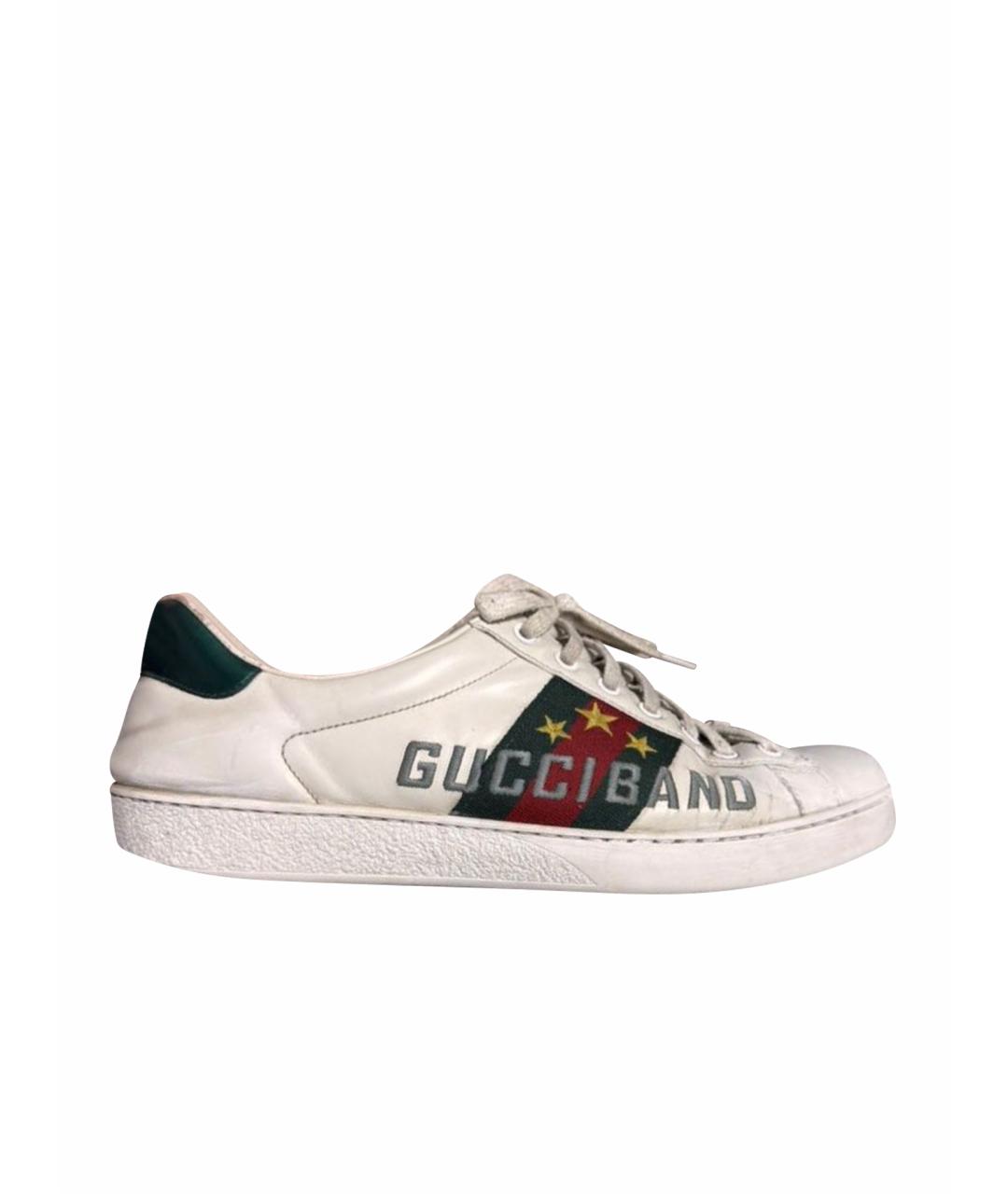 GUCCI Белые кожаные низкие кроссовки / кеды, фото 1