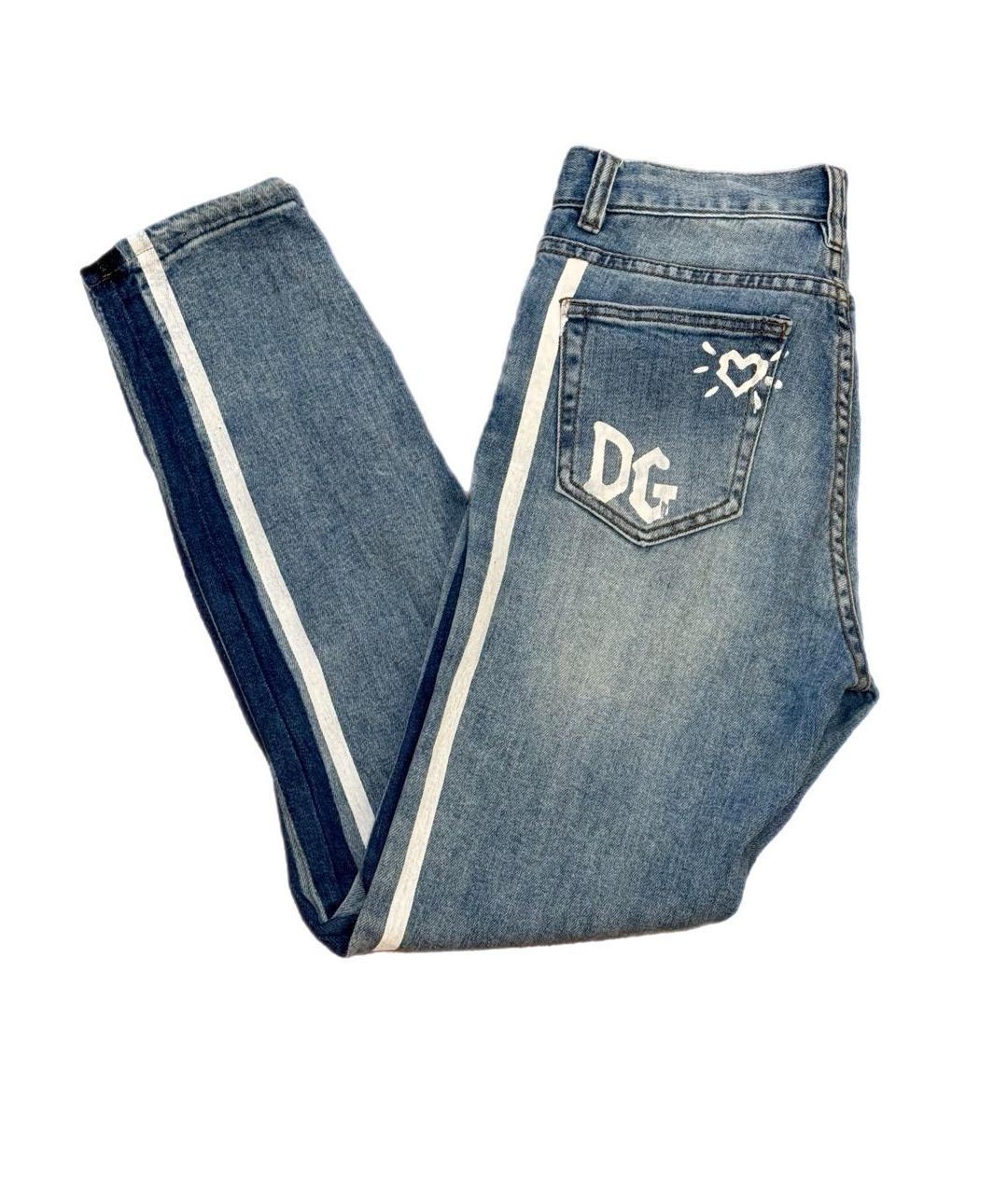 DOLCE&GABBANA Голубые хлопковые прямые джинсы, фото 8