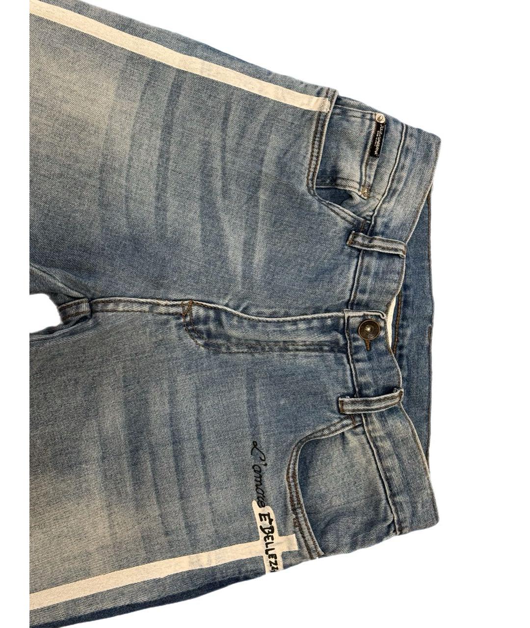 DOLCE&GABBANA Голубые хлопковые прямые джинсы, фото 7