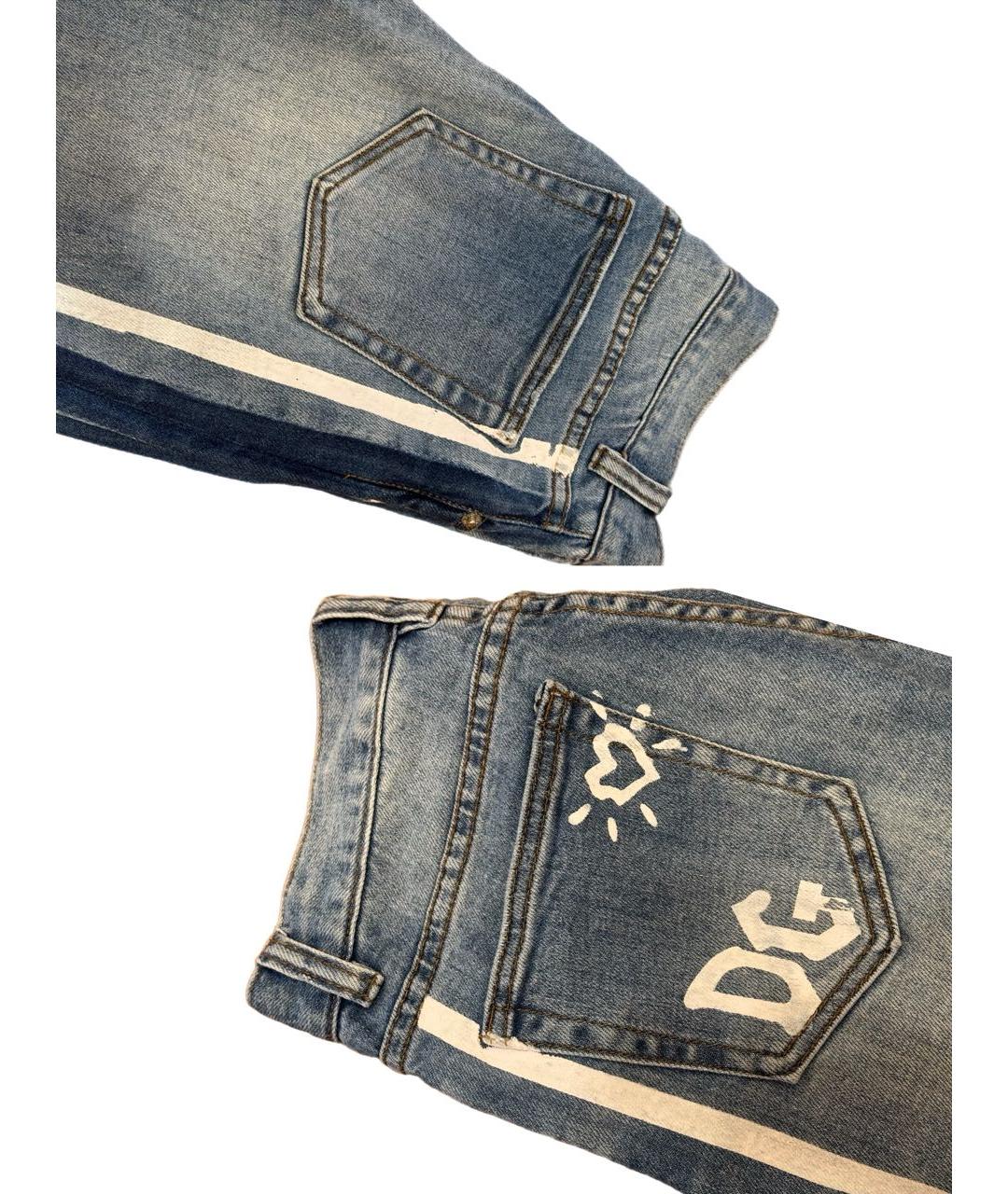 DOLCE&GABBANA Голубые хлопковые прямые джинсы, фото 4