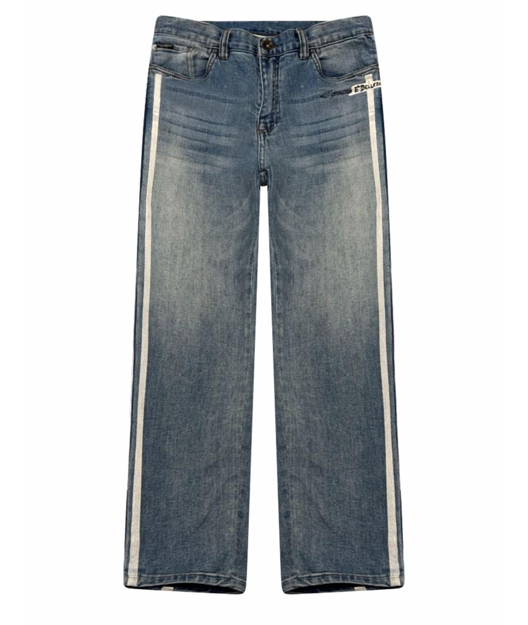 DOLCE&GABBANA Голубые хлопковые прямые джинсы, фото 1