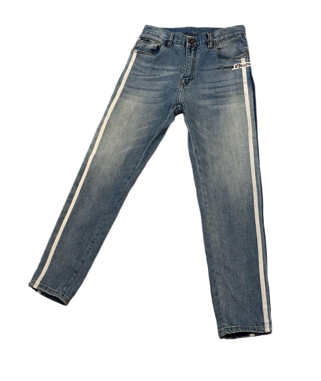 DOLCE&GABBANA Голубые хлопковые прямые джинсы, фото 9