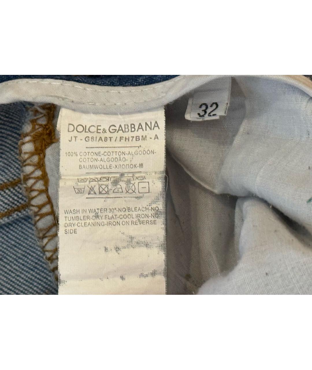 DOLCE&GABBANA Голубые хлопковые прямые джинсы, фото 3