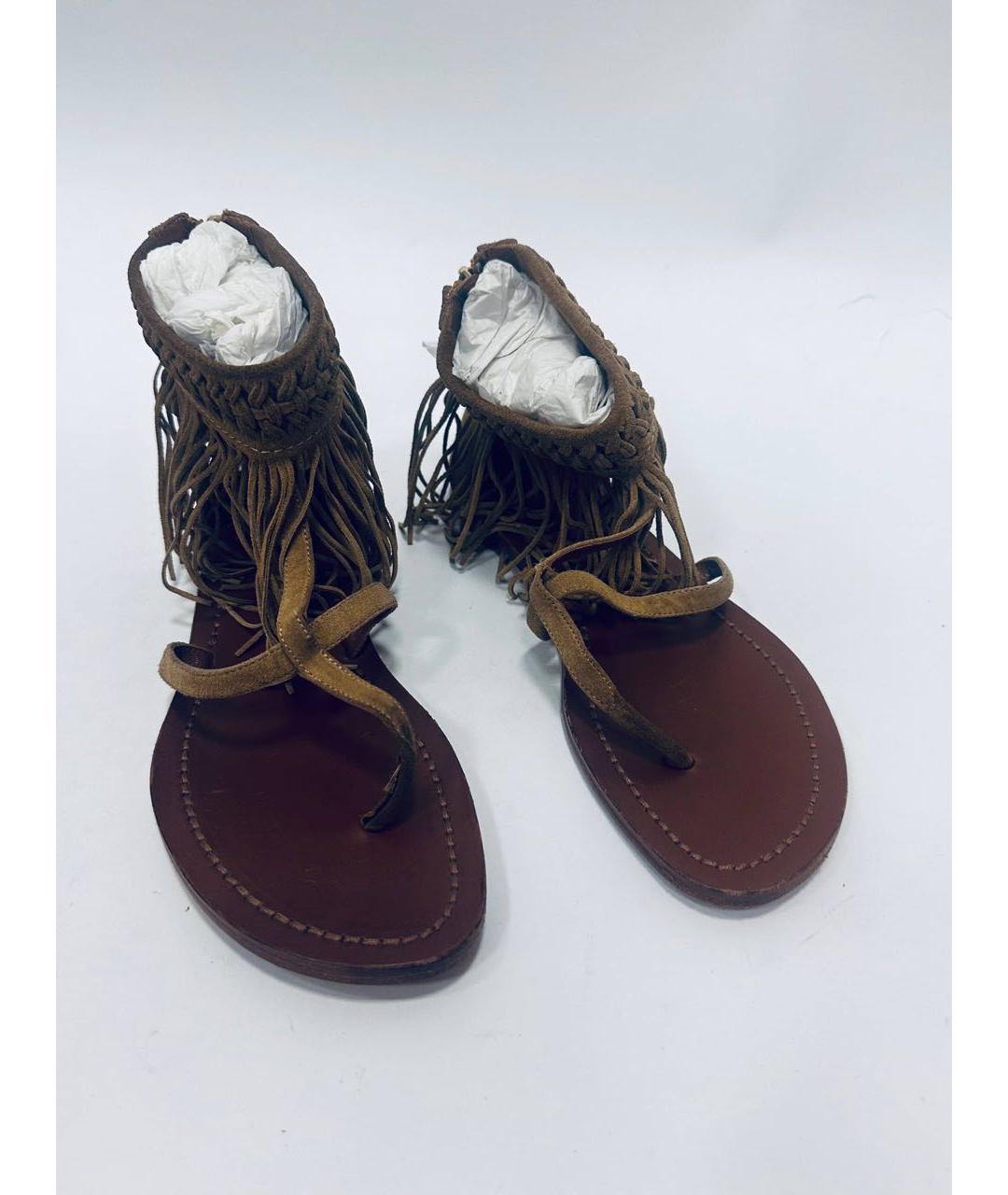 RALPH LAUREN Коричневые кожаные босоножки, фото 6