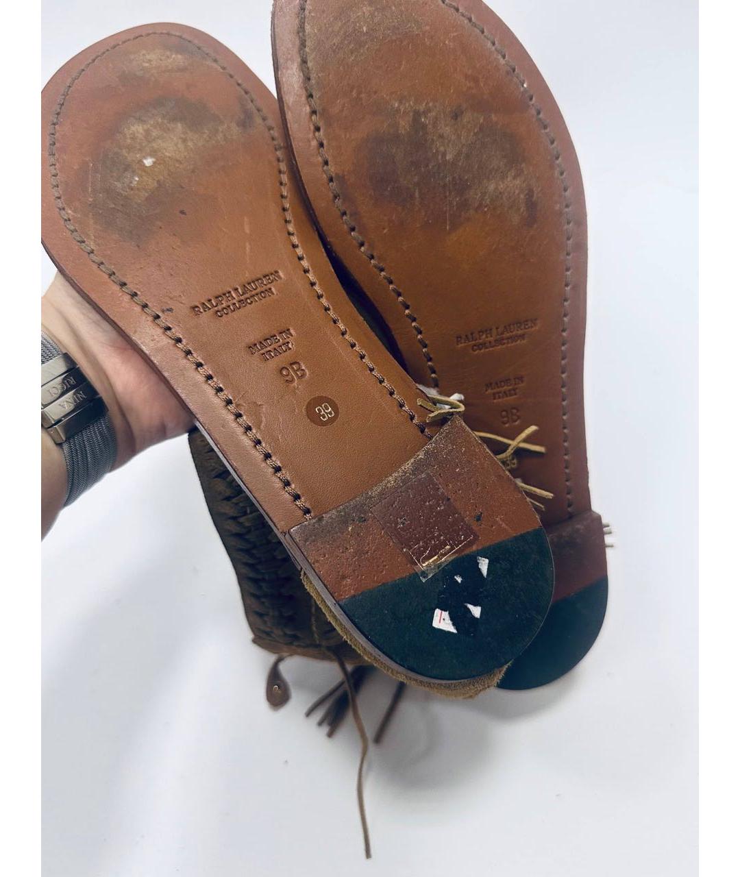 RALPH LAUREN Коричневые кожаные босоножки, фото 7