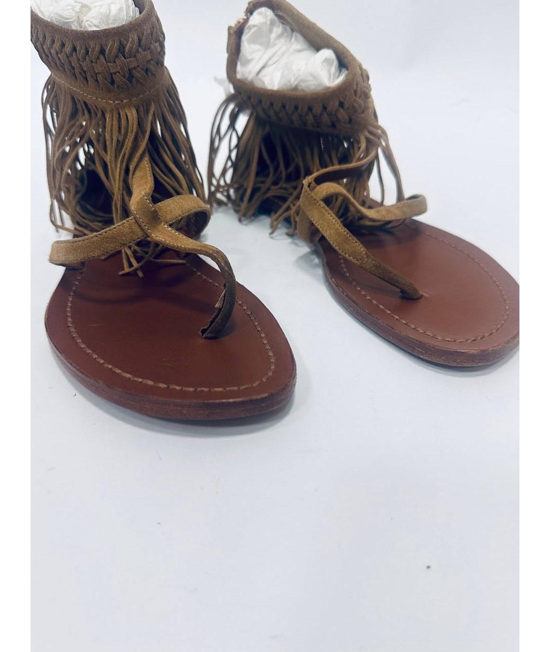 RALPH LAUREN Коричневые кожаные босоножки, фото 5