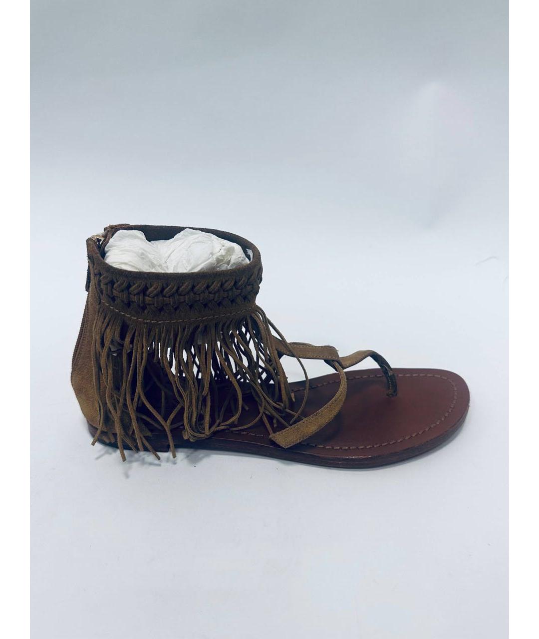 RALPH LAUREN Коричневые кожаные босоножки, фото 9