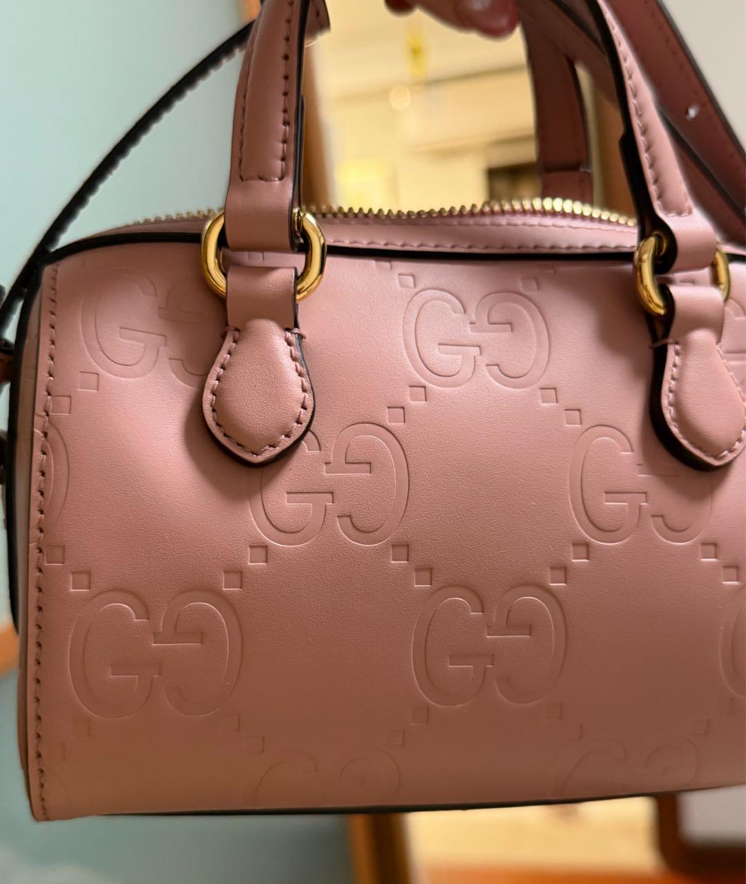 GUCCI Розовая кожаная сумка с короткими ручками, фото 8