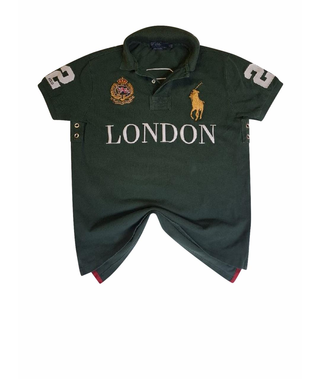 POLO RALPH LAUREN Зеленые хлопковое поло с коротким рукавом, фото 1