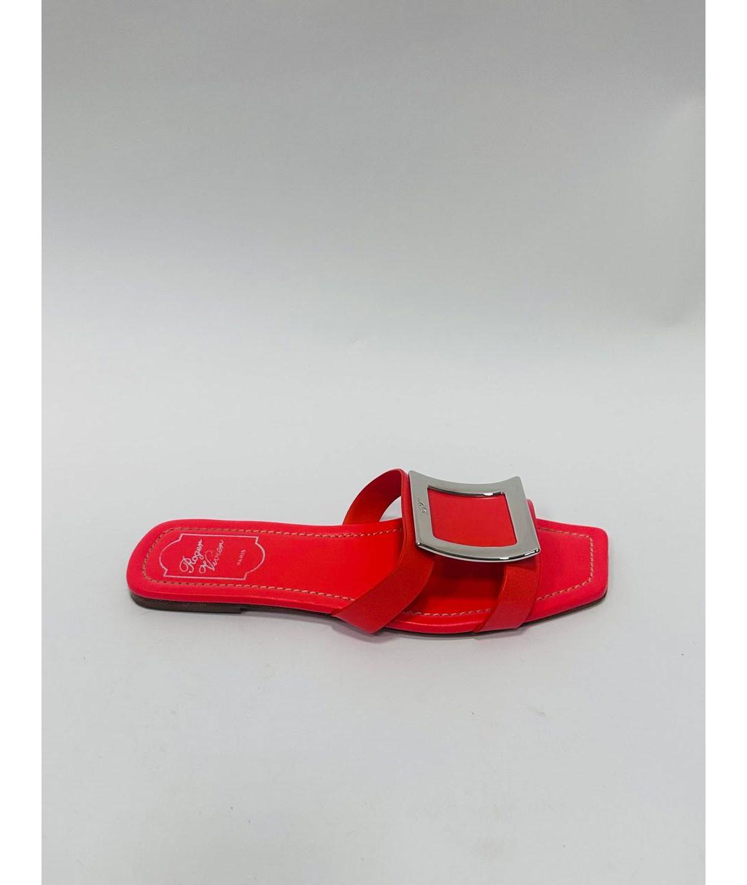 ROGER VIVIER Коралловые кожаные босоножки, фото 9