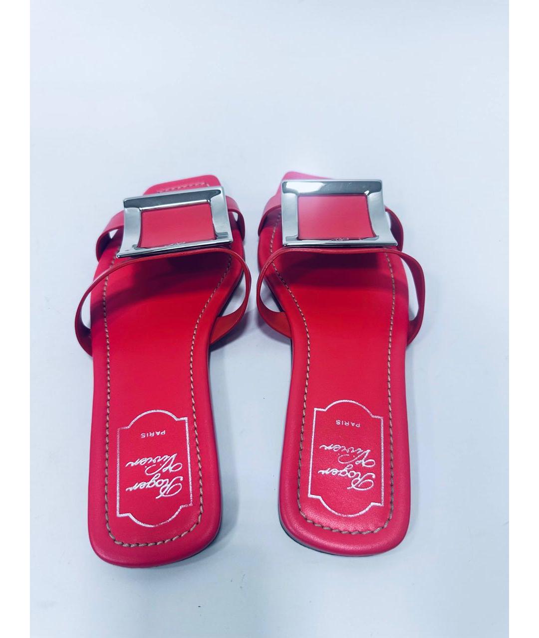 ROGER VIVIER Коралловые кожаные босоножки, фото 4