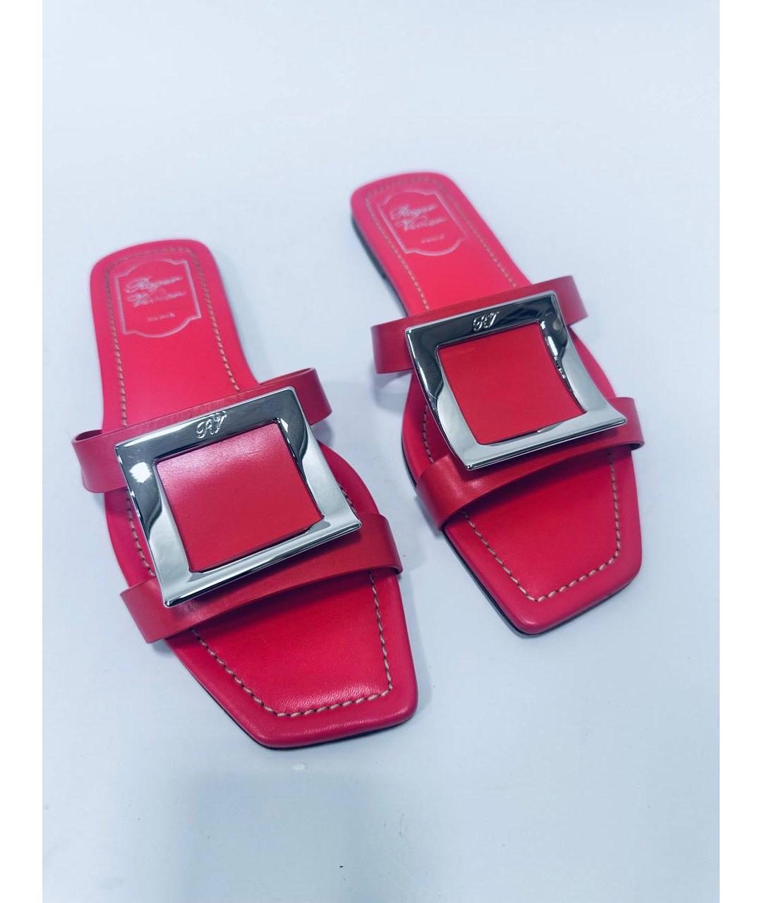 ROGER VIVIER Коралловые кожаные босоножки, фото 2