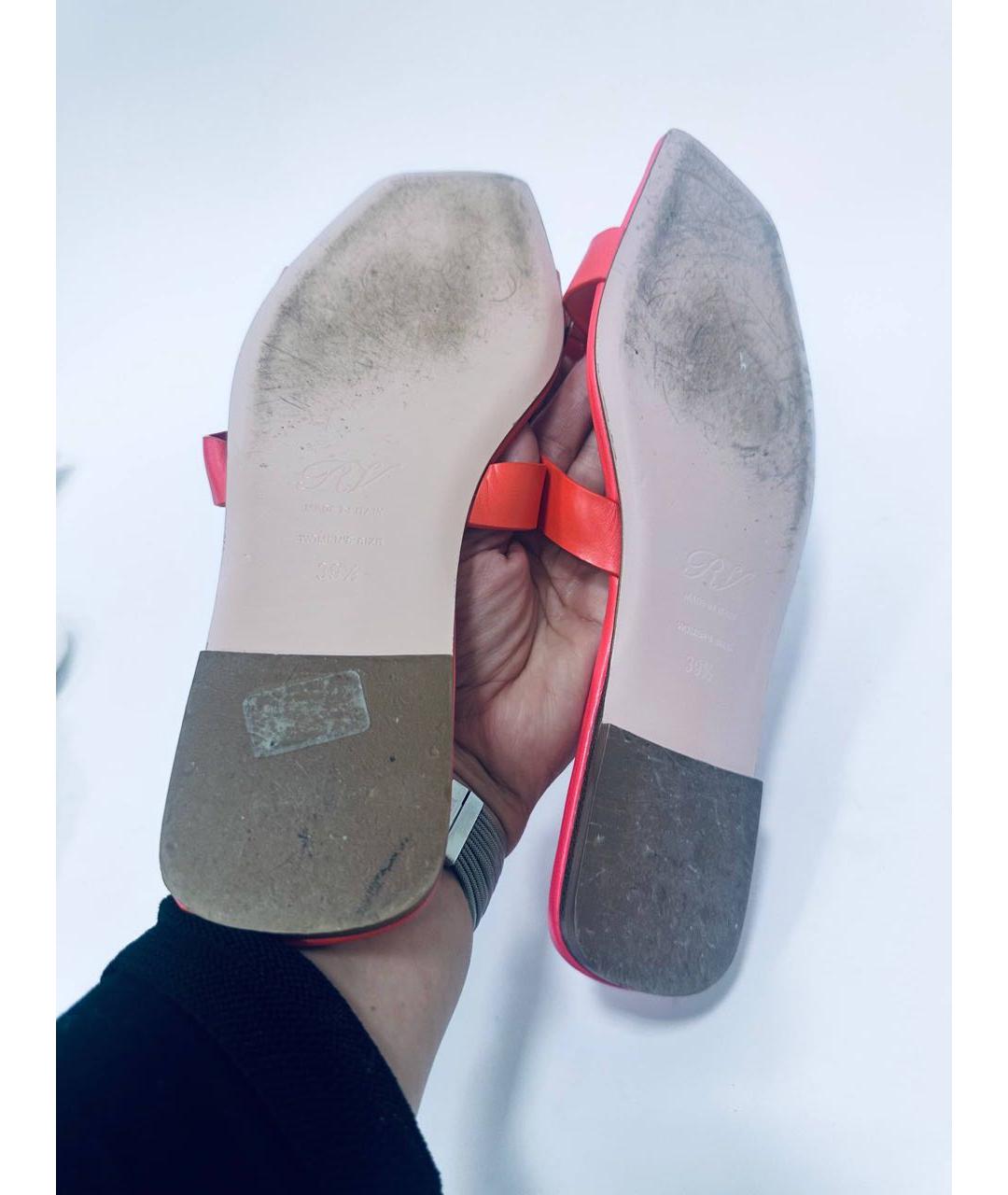 ROGER VIVIER Коралловые кожаные босоножки, фото 6