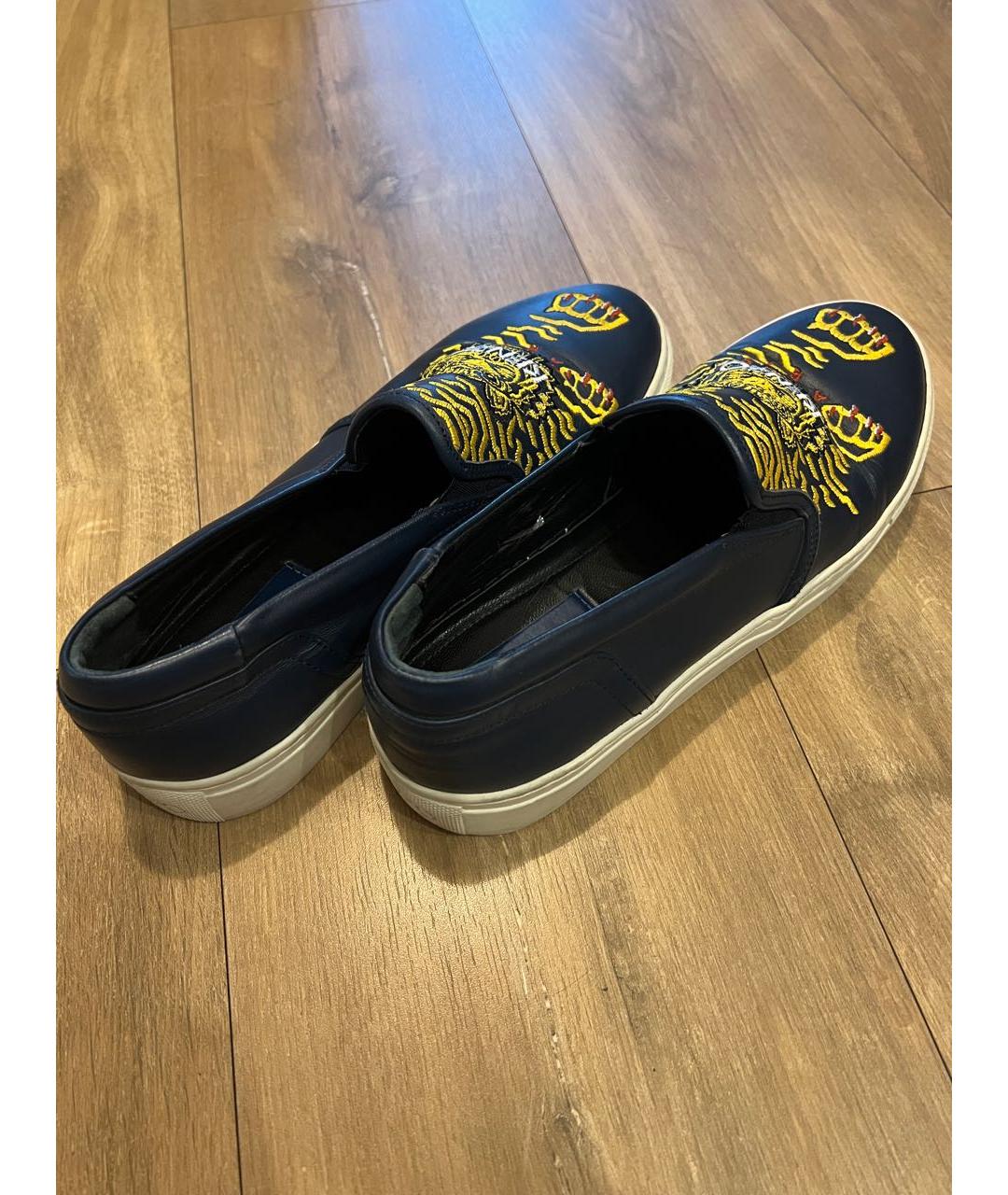 KENZO Синие кожаные слипоны, фото 3