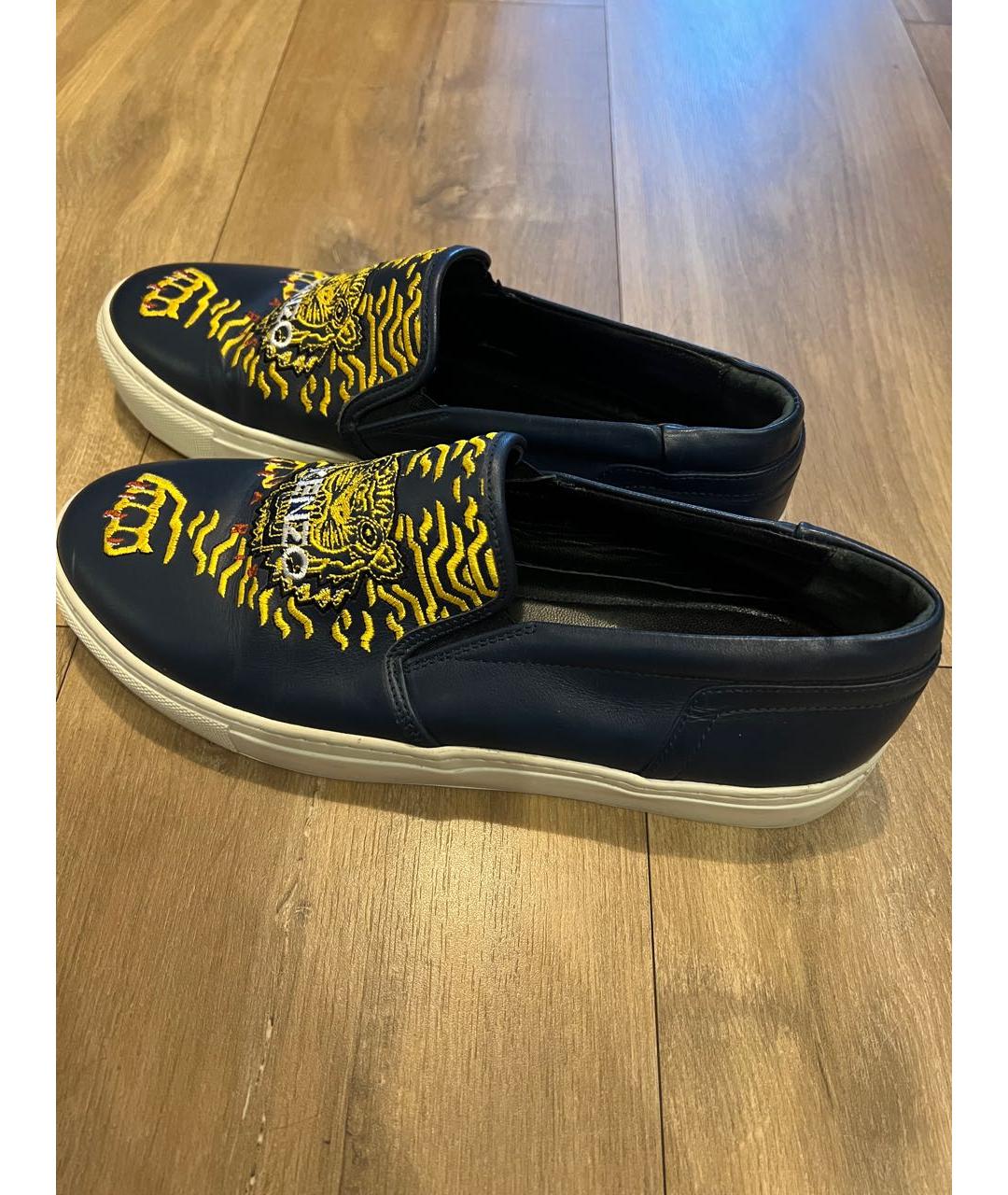 KENZO Синие кожаные слипоны, фото 4