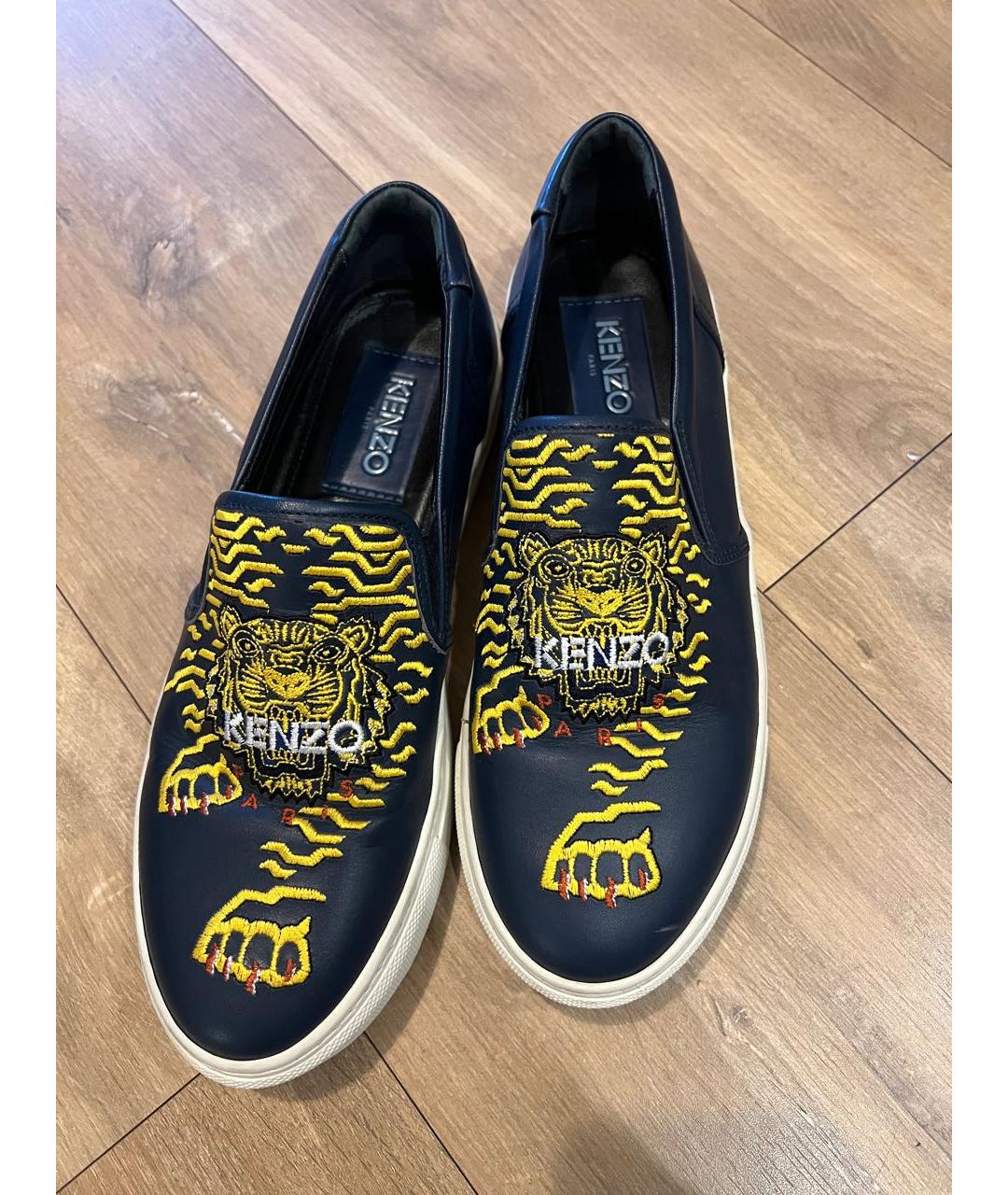 KENZO Синие кожаные слипоны, фото 2