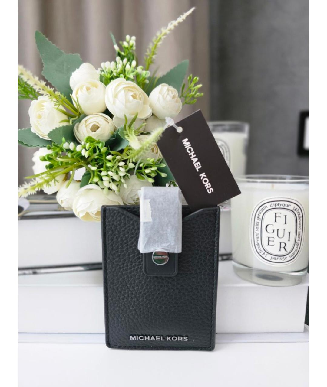 MICHAEL KORS Черный кожаный кардхолдер, фото 3