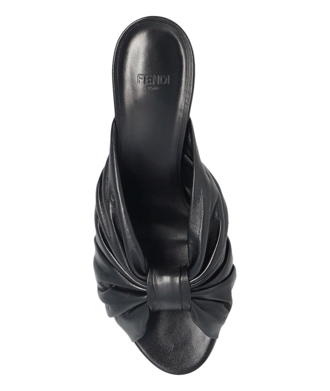 FENDI Черные кожаные мюли, фото 3