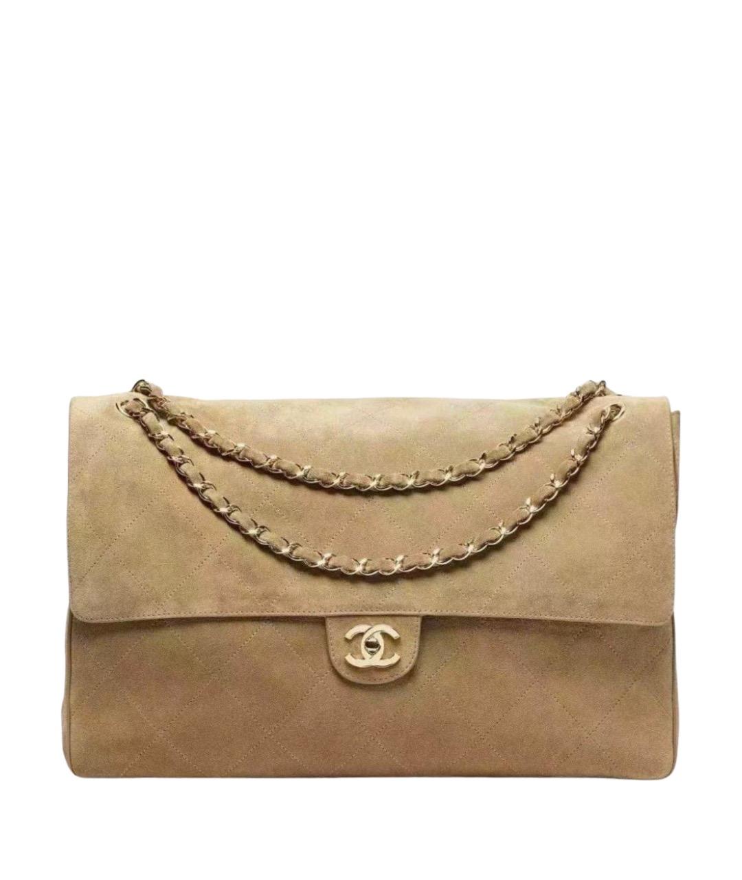 CHANEL Бежевая замшевая сумка через плечо, фото 1