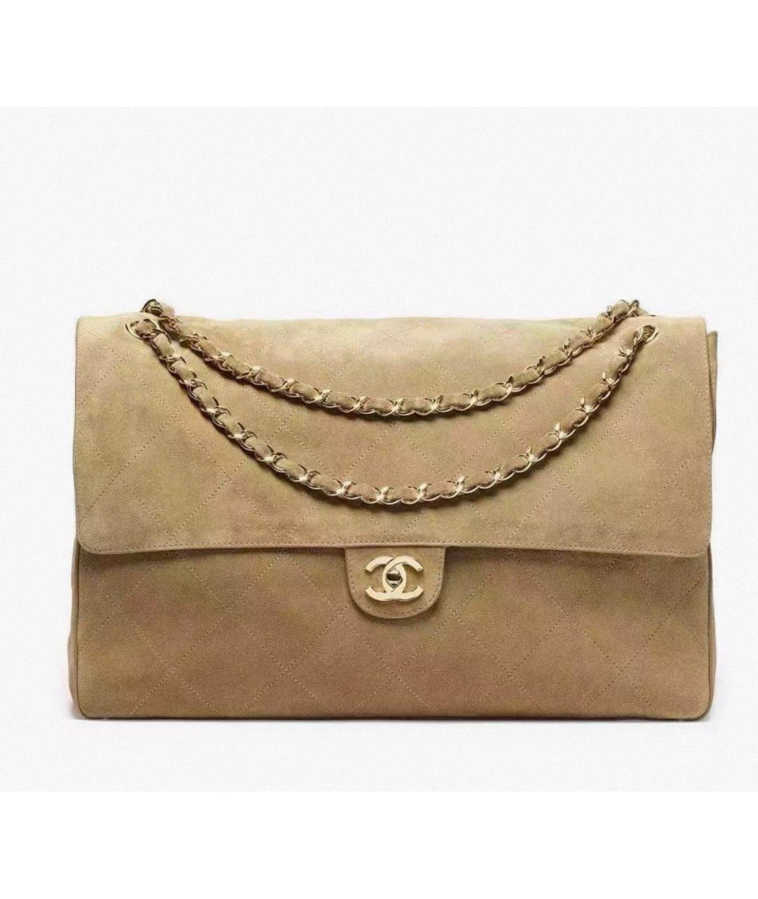 CHANEL Бежевая замшевая сумка через плечо, фото 5