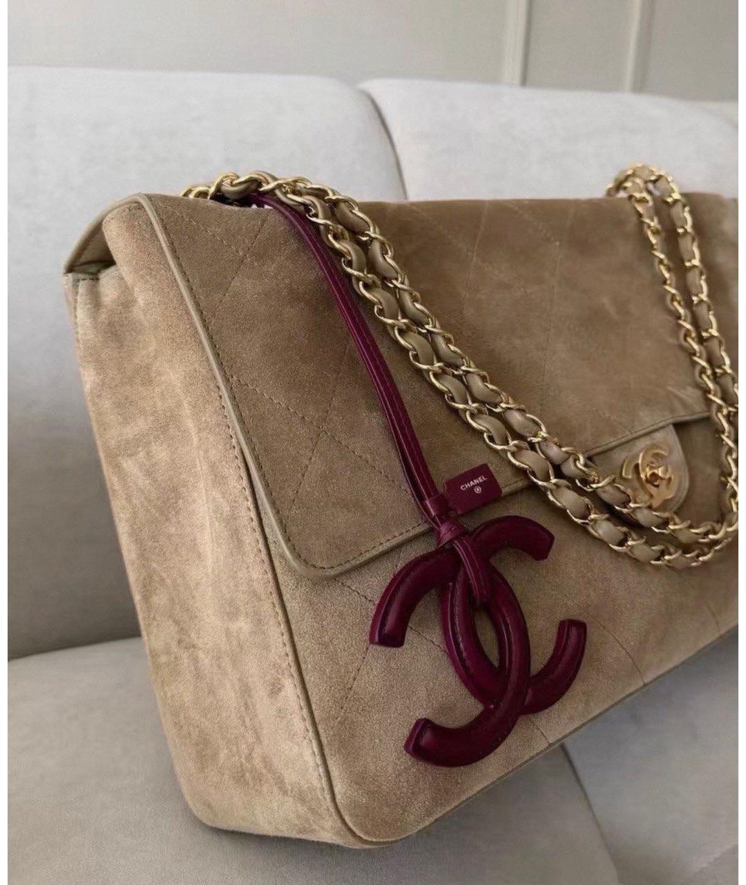 CHANEL Бежевая замшевая сумка через плечо, фото 2