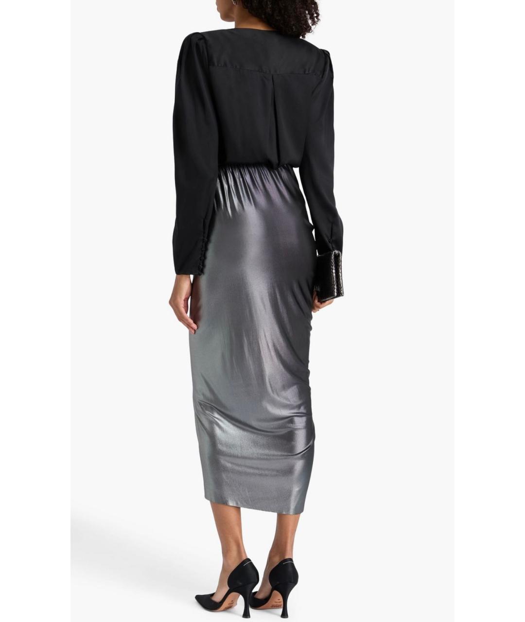 RICK OWENS Серая вискозная юбка миди, фото 3