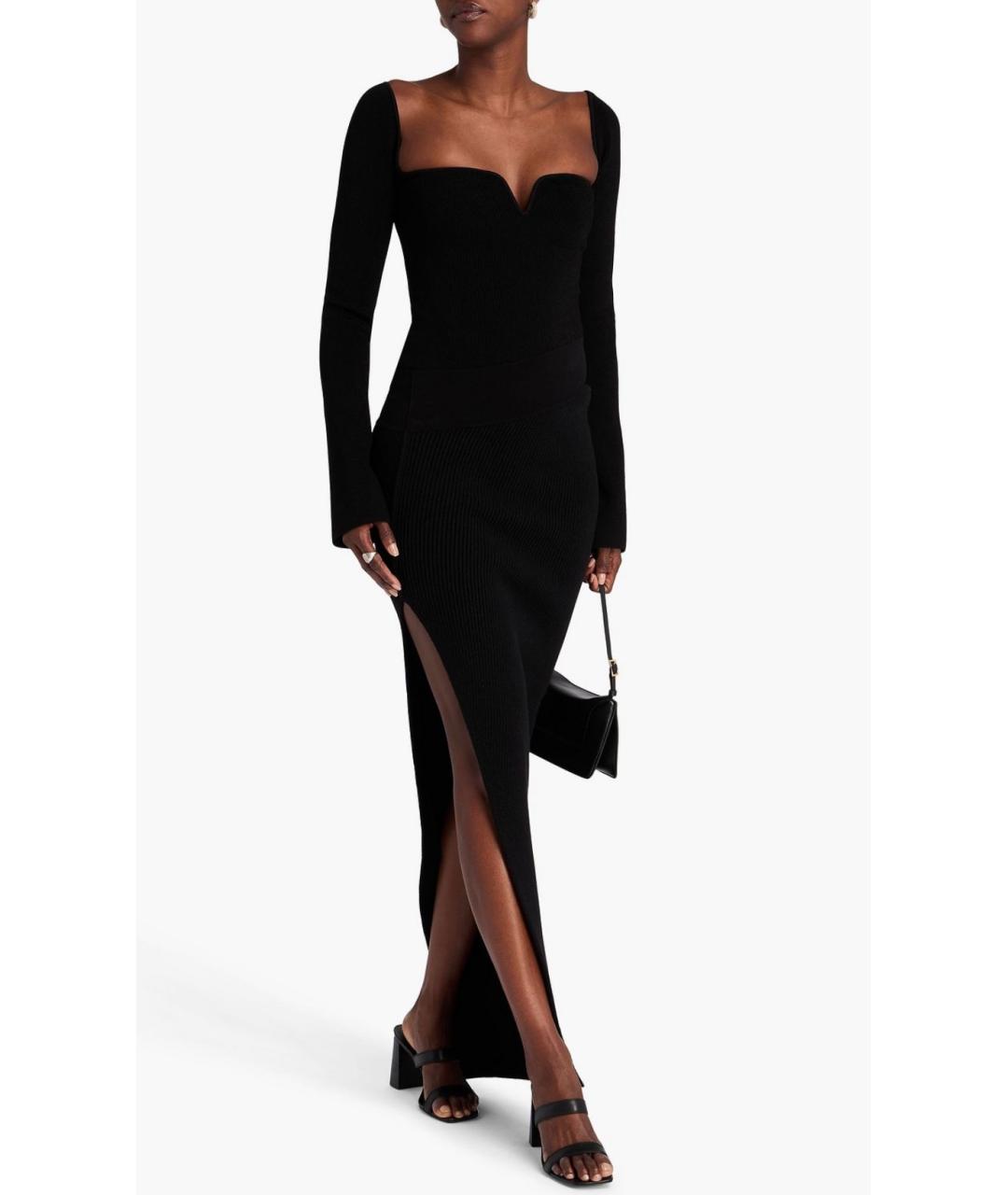 RICK OWENS Черная кашемировая юбка макси, фото 2