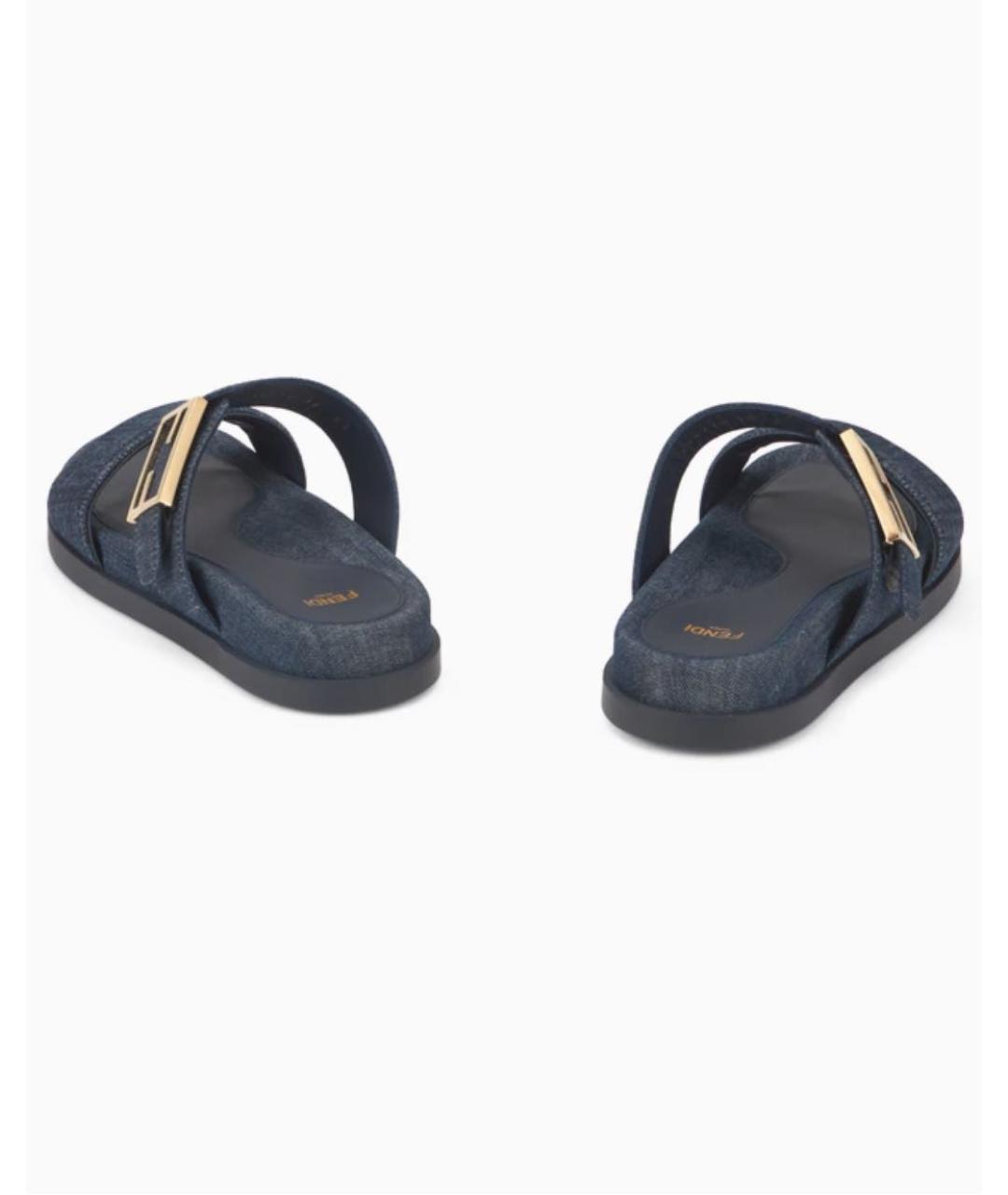 FENDI Темно-синие текстильные шлепанцы, фото 6