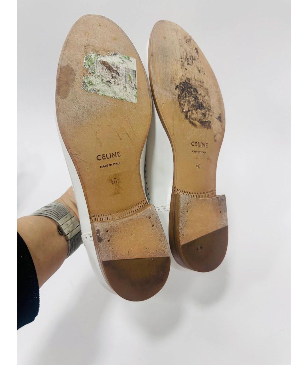 CELINE Белые кожаные лоферы, фото 5