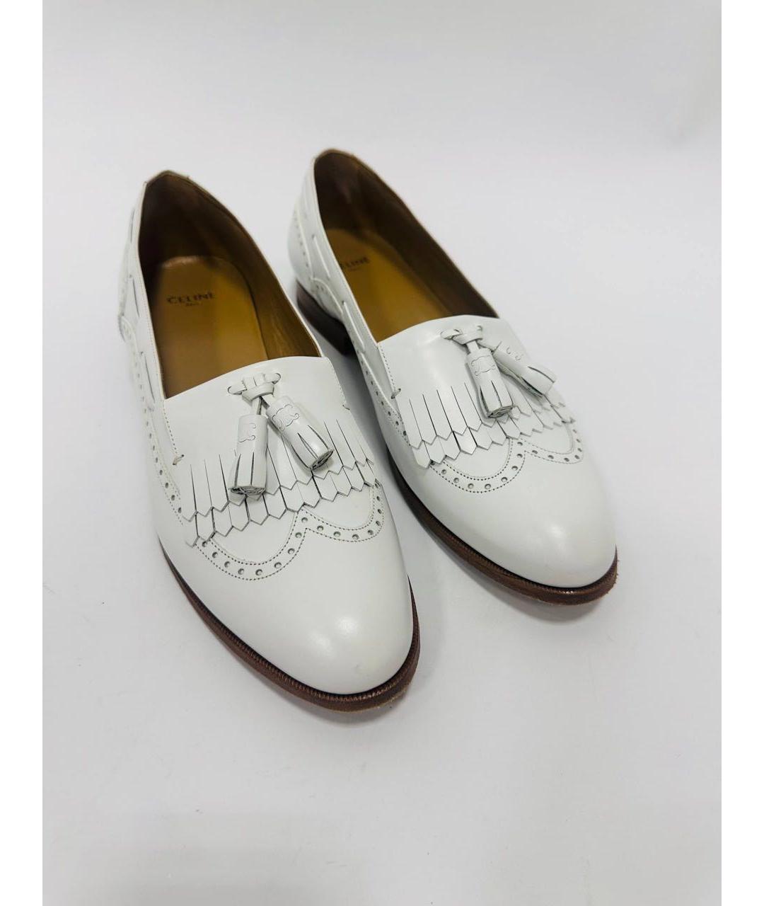 CELINE Белые кожаные лоферы, фото 2