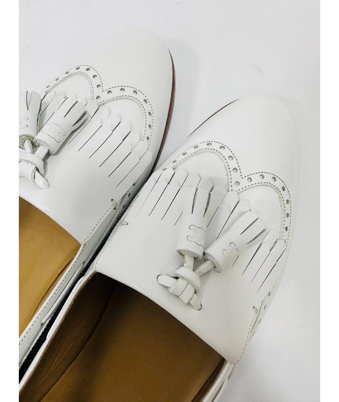 CELINE Белые кожаные лоферы, фото 6