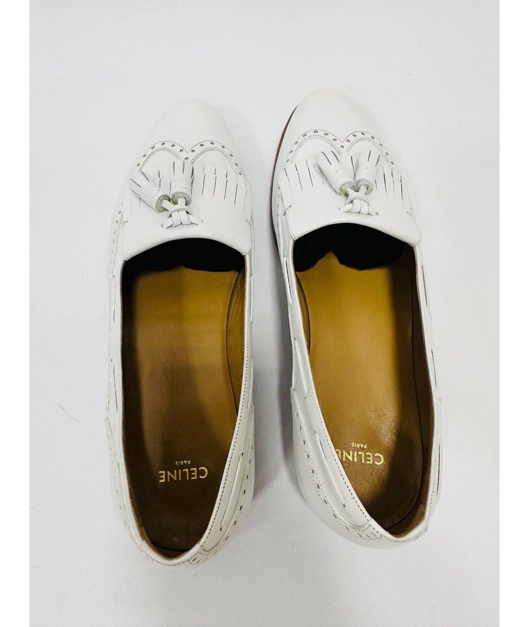 CELINE Белые кожаные лоферы, фото 3