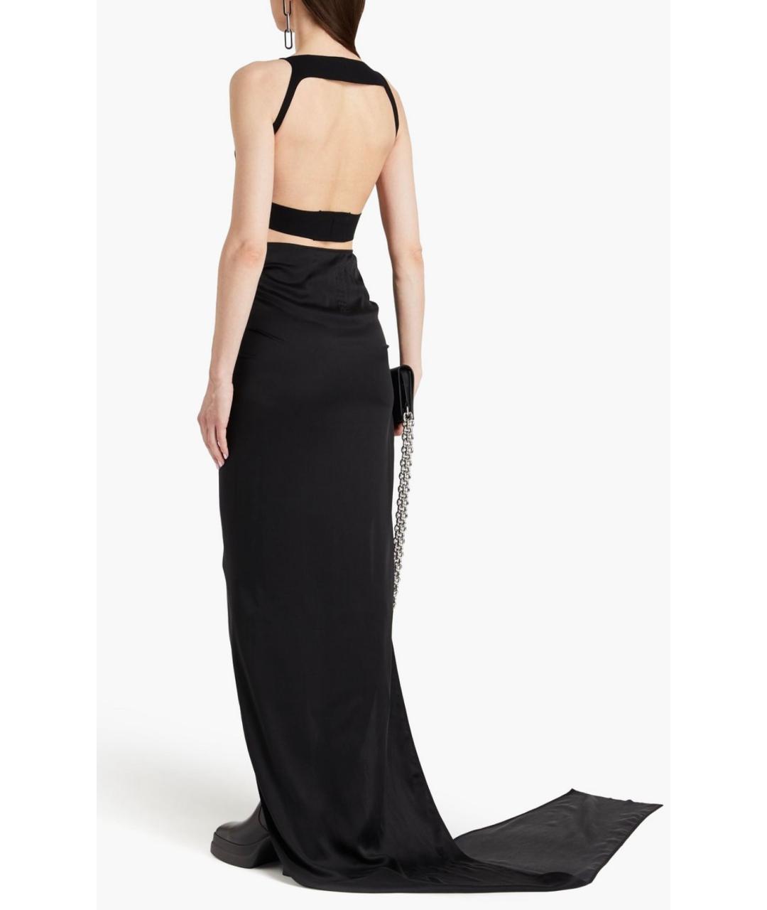 RICK OWENS Черная вискозная юбка макси, фото 3