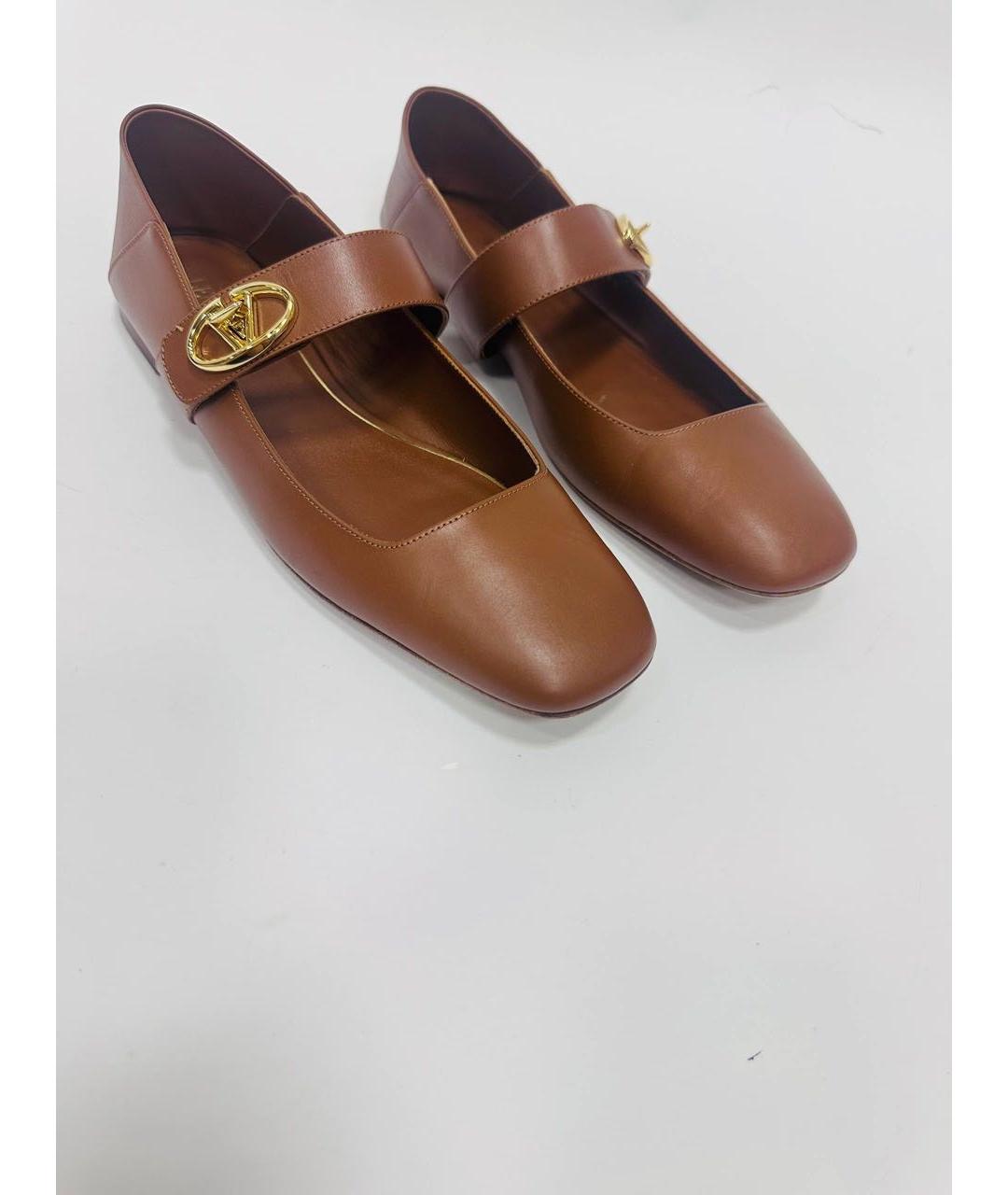 VALENTINO Коричневые кожаные балетки, фото 8