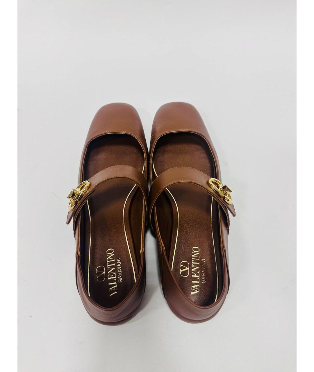 VALENTINO Коричневые кожаные балетки, фото 3
