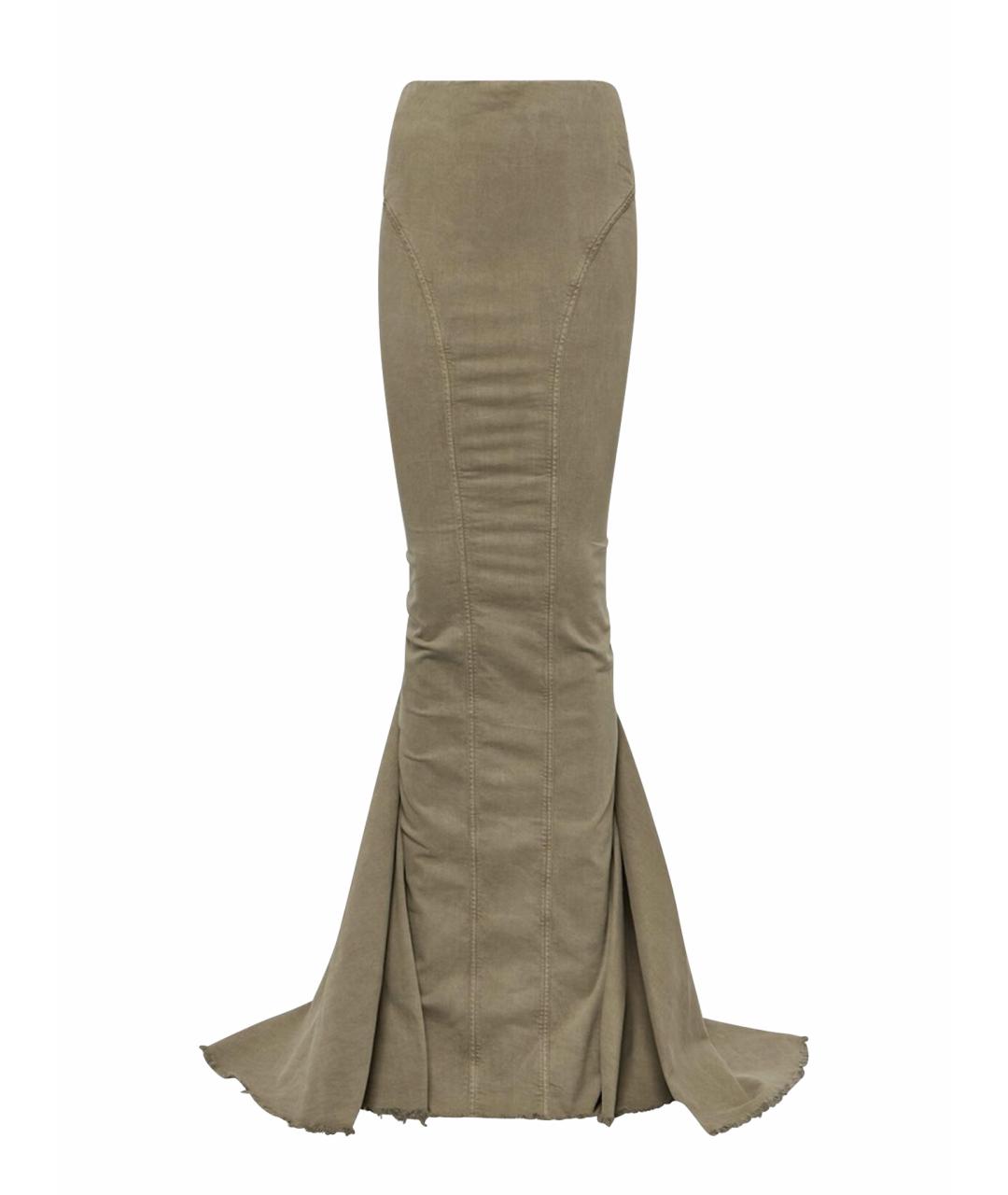 RICK OWENS Серая хлопковая юбка макси, фото 1