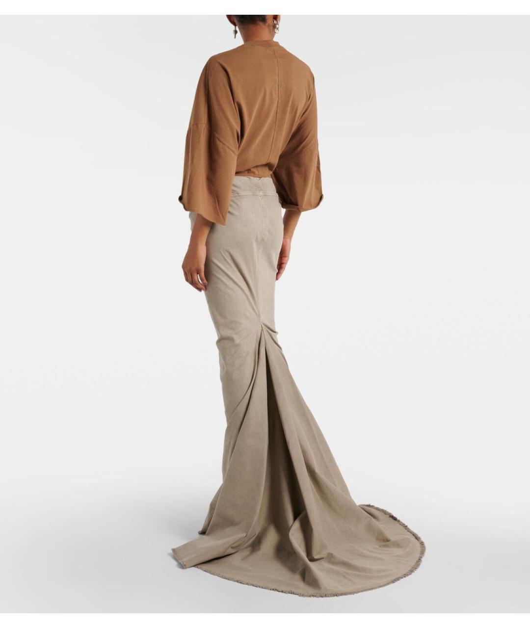 RICK OWENS Серая хлопковая юбка макси, фото 3
