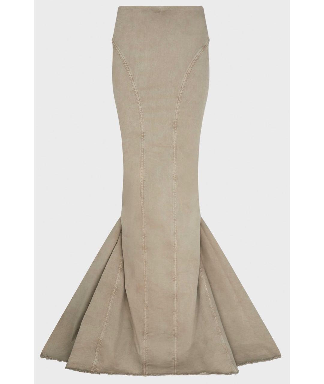 RICK OWENS Серая хлопковая юбка макси, фото 4
