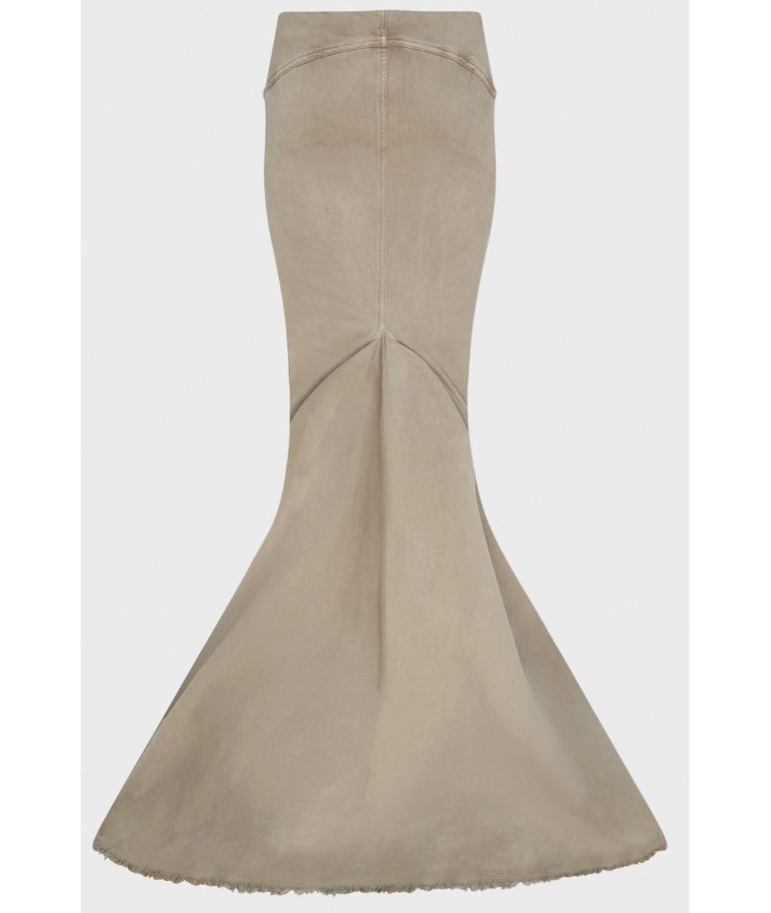 RICK OWENS Серая хлопковая юбка макси, фото 5