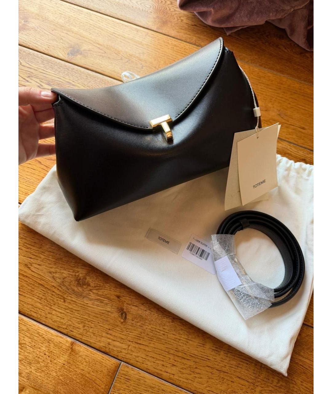 TOTEME Черная кожаная сумка через плечо, фото 2