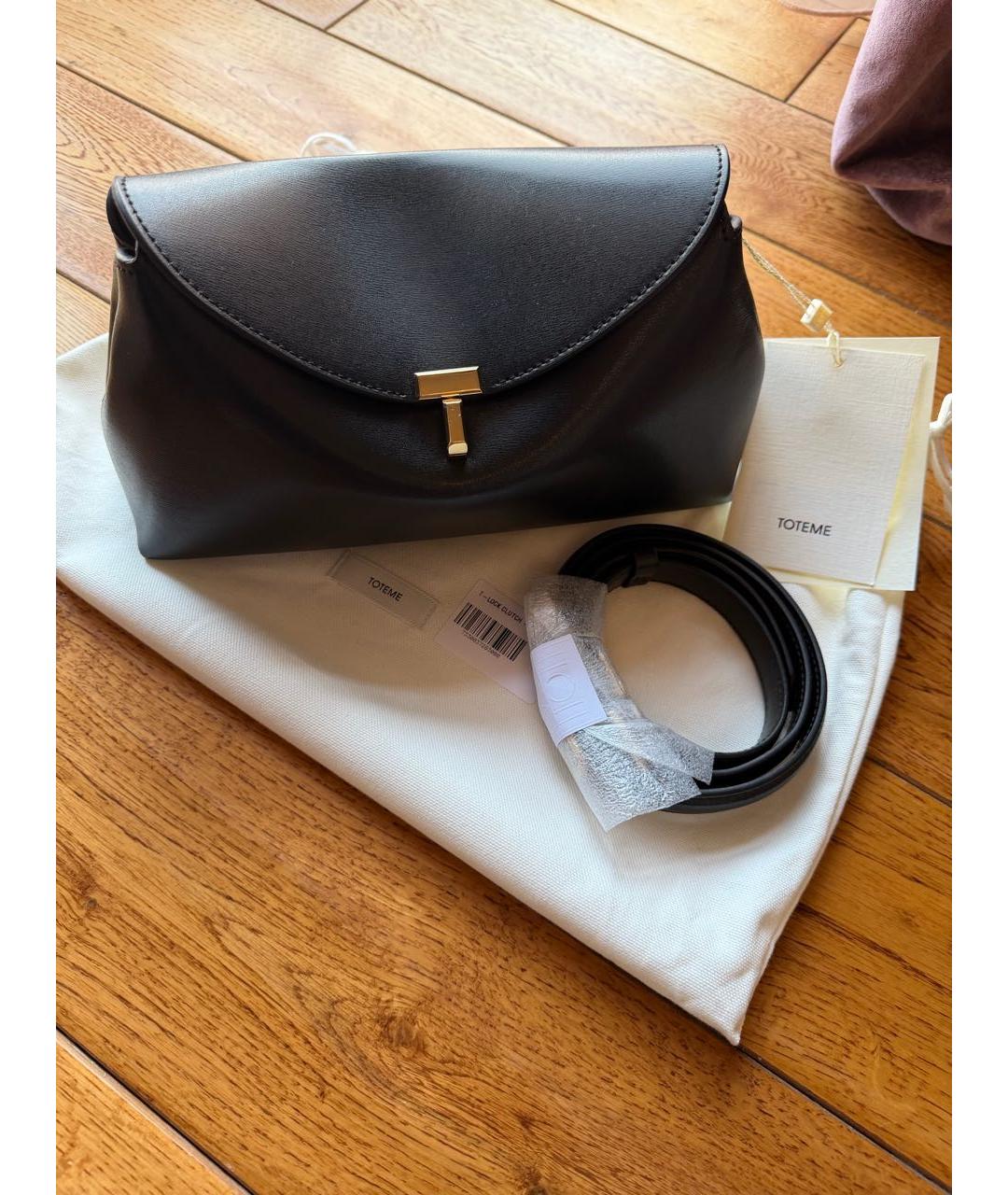 TOTEME Черная кожаная сумка через плечо, фото 3