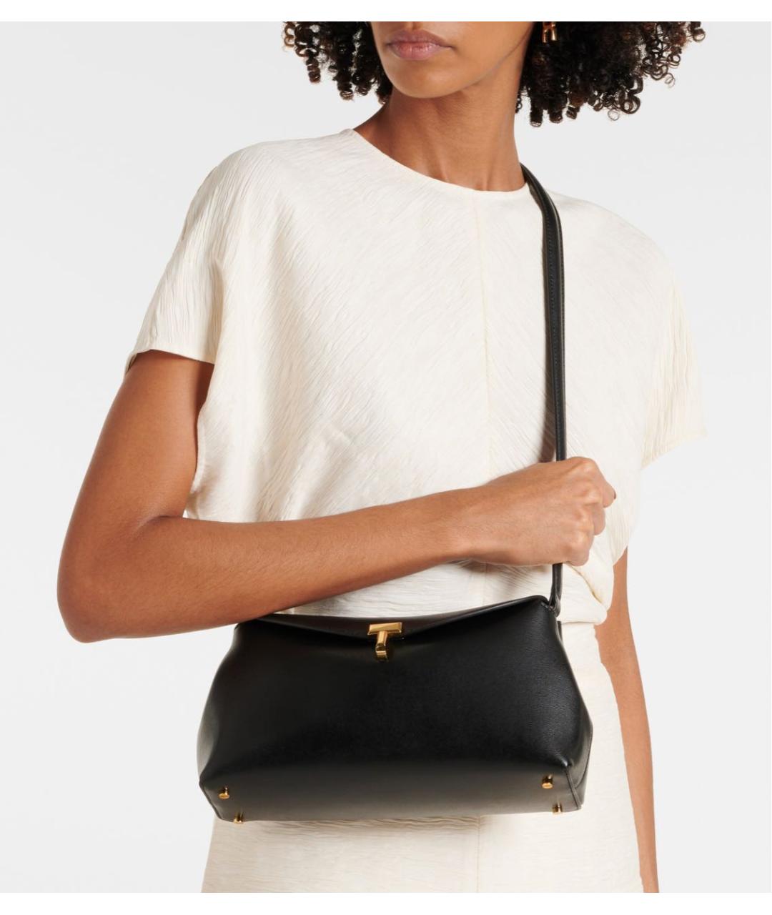 TOTEME Черная кожаная сумка через плечо, фото 7
