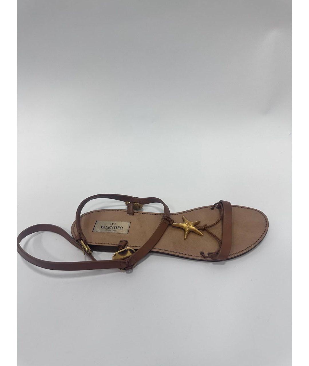 VALENTINO Коричневые кожаные босоножки, фото 9