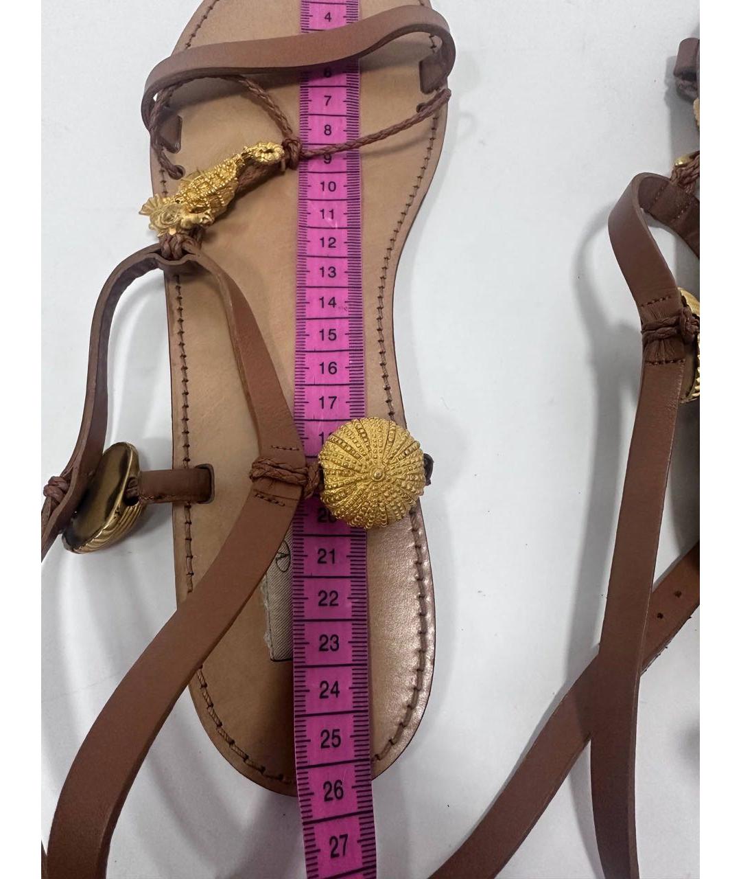 VALENTINO Коричневые кожаные босоножки, фото 7