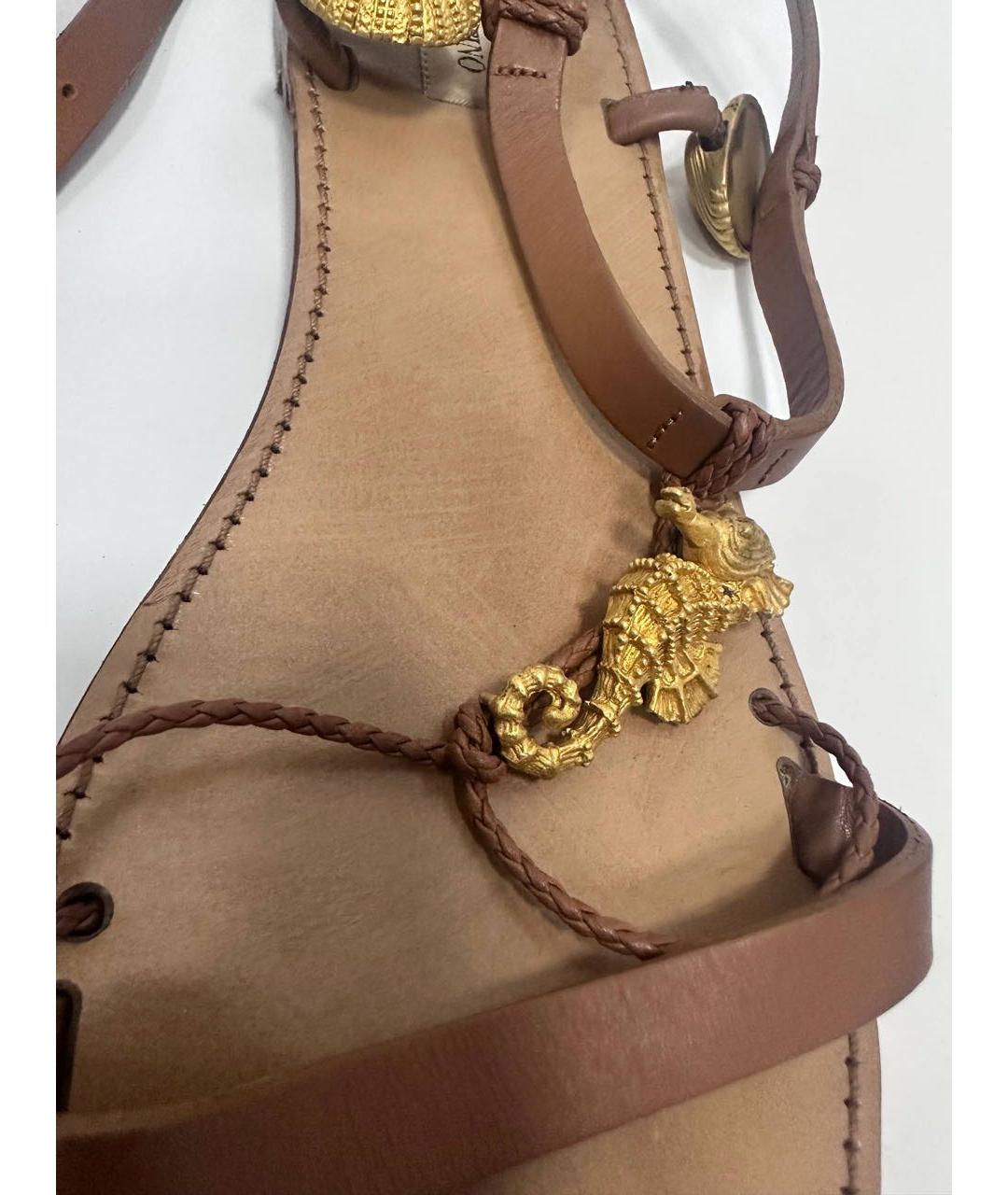 VALENTINO Коричневые кожаные босоножки, фото 6