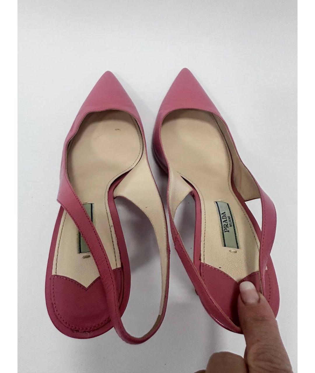 PRADA Розовые кожаные туфли, фото 3