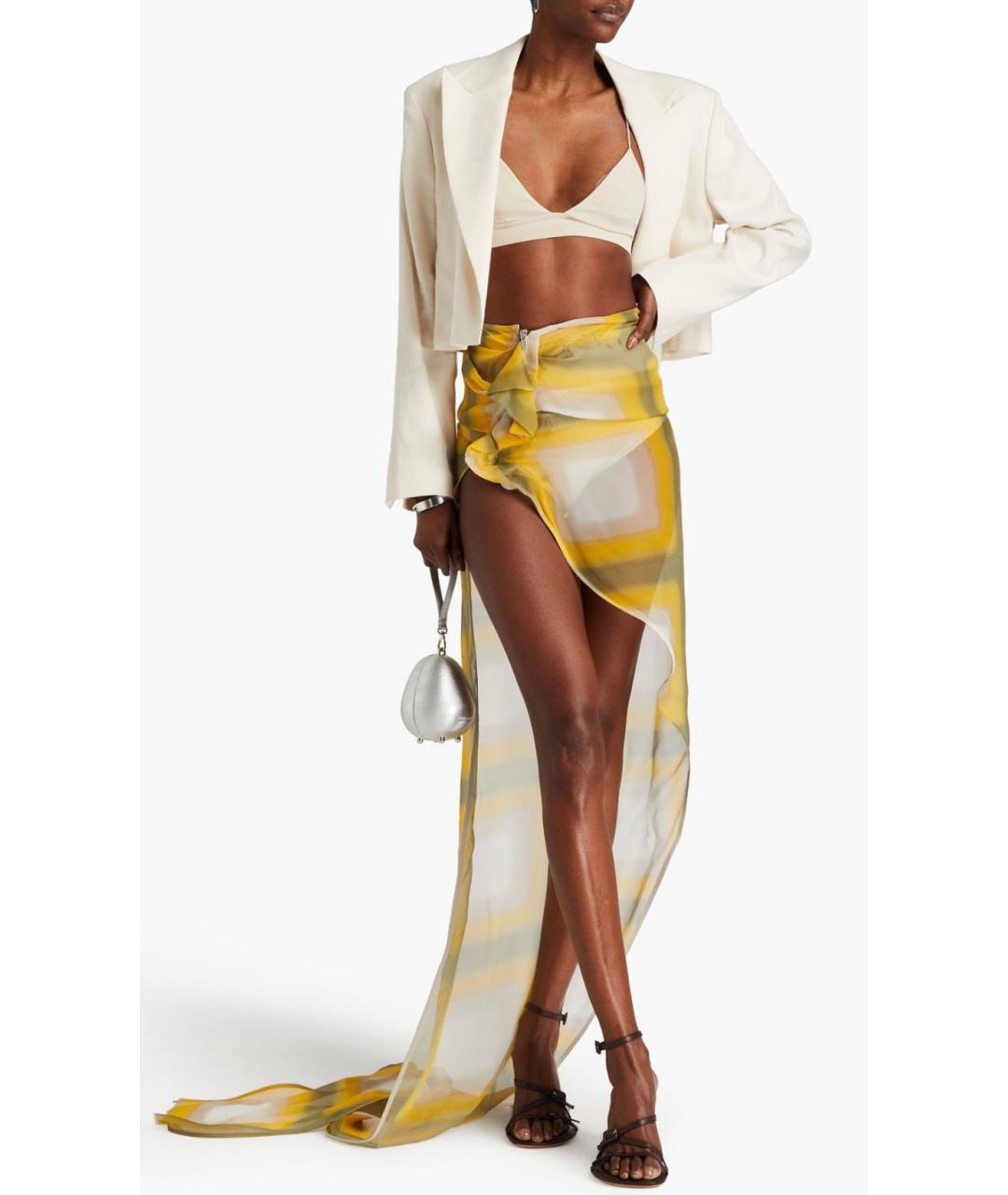 RICK OWENS Желтая вискозная юбка макси, фото 2