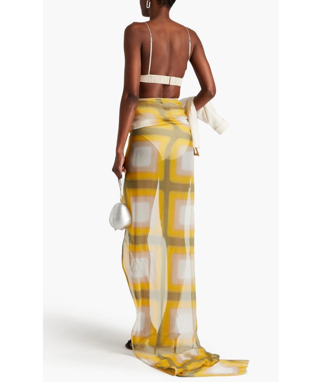 RICK OWENS Желтая вискозная юбка макси, фото 3