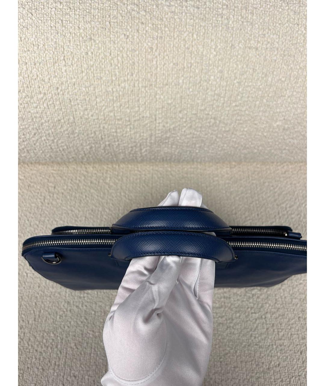 PRADA Темно-синий кожаный портфель, фото 8